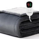 Homemate Heated Blanket Electric Throw - 50"x60" Heating Blanket Throw 1/2/4/6/8 Hours Auto-Off 10 Heat Level Over-Heat Protection Flannel Sherpa ETL Certification, Gray