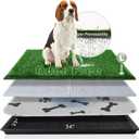 HQ4US 4LEGS Dog Grass Pad with Tray Large 3423, Ultra-Absorbent Artificial Grass Pad for Dogs Potty Grass Hemmed Edge for Indoor Potty Training, Reusable Dogs Pee Pads, Dog Litter Box for Balcony