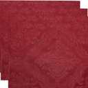 Elrene Home Fashions Caiden Elegance Damask Waterproof, Stain & Wrinkle Resistant Fabric Placemats (Set of 4), 13" x 19", Red