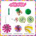 Outus 21 Pcs Party Decorations Hanging Paper Fans Candy Classroom Decorations Lollipop Tissue Pom Poms for Garland Ceilings Candyland Theme Birthday Party Supplies (Pom Poms)