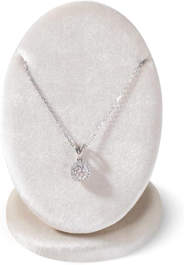 Resilient Velvet Necklace Display Stand, Jewelry Store Retail Countertop Storage Holder, Pendant Necklace Organizer Rack (Beige, Resilient Velvet)