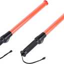 2Pack 21Inch Signal Traffic Safety Led Light Traffic Wands for Parking Guides, Orange & Black
