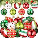 24 Pcs Christmas Ball Ornaments 1.97 Inches Glittering Plastic Hanging Decorations Elf Balls Swirl Candy Cane and Peppermint Hanging Decor for Christmas Tree Ornaments