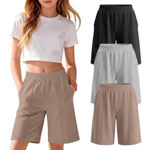 3 Pack Girls Bermuda Athletic Shorts (Black)