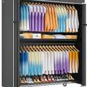 ULIFHOME P8C Max Heavy Duty Clothes RackWith Extended Width Design Rolling Clothing Racks for Hanging Clothes with Lockable Wheels51.2"W x 15.8"D x 80.5"HLoad 700LBSBlack Rack with Black Cover