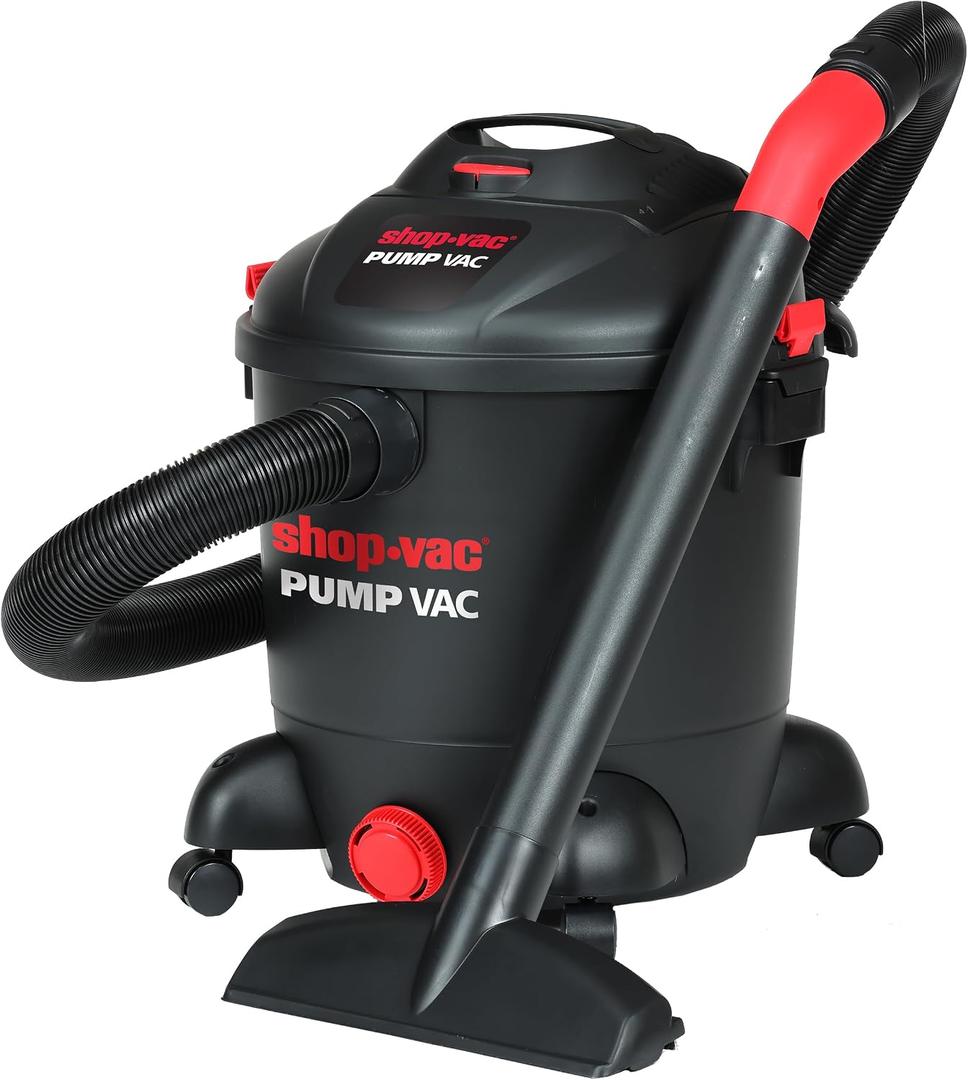 Shop-Vac 5871205 12 Gallon Wet Dry Pump Vacuum with Built-in Water Pump, 5.0 Peak HP, 2.5 Inch Diameter x 8 Ft Hose, 12 Ft Cord, Black