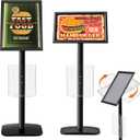 Blulu 11 x 17 Inch Decorative Advertising Sign Displays Stand with 8.5 x 11 Inch Brochure Holder, Floor Standing Pedestal Poster Sign Stand Black for Posters, Advertisements, Menus, Flyers