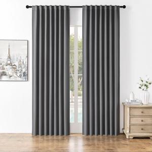 Joydeco Blackout Curtains 108 Inches Long, Thermal Insulated Black Out Curtains 2 Panels Set, Room Darkening Drapes for Living Room Window Rod Pocket Back Tab (W52 x L108 Inch, Light Grey)