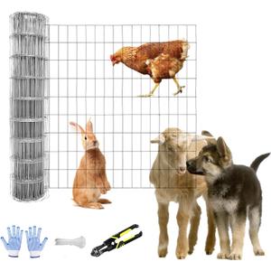 Tongmo 2 ft x 100 ft Galvanized Welded Wire Fence, 16GA Garden Chicken Wire Fence Roll, Mesh Size 2" x 4"Hardware Cloth, Ideal for Yard Protection and Poultry Netting