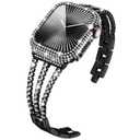 KADES Compatible for Apple Watch Band with Case Series 3 2 1, Sparkling Bling Diamond Bracelet with Full Diamonds Protective Bumper Built-in Tempered Glass Screen Protector (42mm, Black)