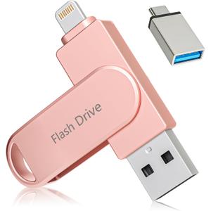 Apple MFi Certified 512GB Photo Stick, Flash Drive for iPhone Memory Stick for Photo/Video Backup Stick, High-Speed USB Stick iPhone Storage Drive Compatible for iPhone/iPad/Android/PC (Pink)