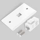 2 x VCE Ethernet Wall Plate (UL Listed), 1-Port Cat6 Female to Female Wall Jack, Keystone Wall Plate with RJ45 Keystone Inline Coupler, White (2-Pack)