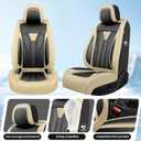 Fit CRV Car Seat Covers Premium Leather for Honda CRV cr-v 2011-2025 2026. Waterproof Breathable, Scratch-Resistant & All-Weather Seat Cushion Protector (Full Set,Beige&Black)