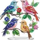 Bimkole Tabletop Diamond Art Kits for Adults Bird, DIY 5D Special Shaped Rhinestone Desk Placement Ornament, Home Office Decor Stand Up Gem Diamond Painting Craft Kit Branches 7.87x7.87inch