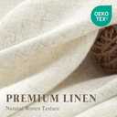 Linen Shower Curtain Flax Cream, Fabric Boho Farmhouse Shower Curtains for Bathroom Cotton Natural Cloth Liner Set 72" W x 72" L