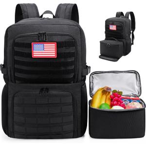 BERTASCHE Lunch Backpack, Laptop Backpack 15.6 inch Work Backpack w/Insulated Cooler Lunch box for Men Women, Tactical Casual Daypack for Commuter Picnic College,Black