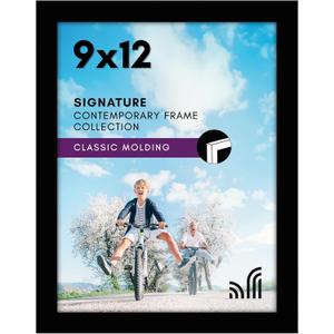 Americanflat 9x12 Picture Frame with Shatter-Resistant Glass - Signature Collection - Gallery-Style Frames Made of Engineered Wood - Photo Frame for Tabletop and Wall Display - Black