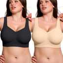ProKloud Jelly Bras for Women No Underwire Wireless Bra with Support and Lift Full Coverage Plus Size Comfy Seamless Bra Large
