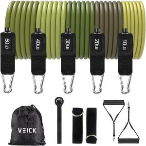 VEICK Resistance Bands, Exercise Bands, Workout Bands, Resistance Bands for Working Out with Handles for Men and Women, Exercising Bands for Fitness Weights Work Out at Home (Army Green)