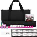 American Mahjong Set | 166 White Mahjong Tiles | Rack/Pushers | Travel Bag, Full Size