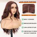 Chocolate Brown Lace Front Wig for Women 5x4x1 Lace Hairline Long Wavy Middle Part Glueless Wig Heat Resistant Synthetic Wigs for Daily Party Use 24 Inch