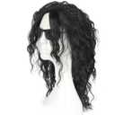 Black Mens Wig 70s 80s Costume Wig Long Curly Mullet Hair Metal Rocker Punk Halloween Party Heat Resistant Wig for Men and Women