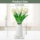 Real-Touch Artificial Tulips with Ceramic Vase, 10 Stems Faux Floral Arrangement, Spring Table Centerpiece, Modern Farmhouse Home Decor (Pink +vase)
