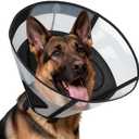 Soft Dog Cone Collar for Large Dogs, Mesh Windows Transparent E Collar for Dog, Anti-Bite Lick Wound Healing After Surgery Neuter Safety Practical Comfy Plastic Cone (Black, XL)