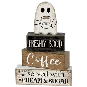 Halloween Posters - Ghost Halloween Table Decoration - Indoor Decorative Centerpiece for Kitchen, Farmhouse, Coffee Bar, Home, Seasonal Party