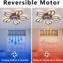 Modern Ceiling Fans with Lights, Low Profile Ceiling Fan with Remote for Bedroom, Flush Mount Ceiling Fan with LED Dimmable Light,3-Colors, 6-Speeds, Timing CeilingFan Light-Black Leaves