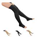 HealthyNees Open Toe 20-30 mmHg Compression Wide Leg Stocking Thigh High Zipper (5X-Large, With Zipper Black)