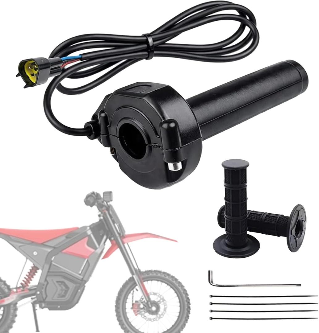Compatible Fit for Yozma IN10 Valtinsu Strike Shadow SX Electric Dirt Bike Twist Throttle, Full Twist Throttle Handle with Male Connector, Rolling Bearing & Cable Kit