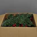 Pre-Lit Artificial Christmas Garland, Green, White Lights 50, Decorated with Pine Cones, Berry Clusters, Plug in, Christmas Decorations, 9 Feet