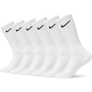 Nike Unisex Adult Everyday Cushioned Training Crew Socks (6 Pairs) (Medium, White/Black)