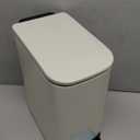 TIPGO Slim Bathroom Trash Can with Lid Soft Close, 6 Liter / 1.6 Gallon Stainless Steel Garbage with Removable Inner Bucket, Small Trash Bins for Bedroom, Office (Cream)