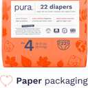 Pura Sensitive Skin Baby Diapers | Size 4 (18-31 lbs) | Hypoallergenic, Totally Chlorine Free, Fragrance Free, Up to 12-Hour Leak Protection | 6 Packs of 22 (132 Diapers)