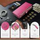 XcaseBar Compatible with Samsung Galaxy A36 Wallet case with Zipper Credit Card HolderRFID Blocking,Flip Folio Book PU Leather Phone case Shockproof Cover Women Men for Samsung A36 case Rose Red