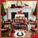 Derby Day Horse Racing Party Decorations - 4 Pcs Wooden Horseman Centerpiece, Table Decor for Home Office Desk & Holiday Party Supplies