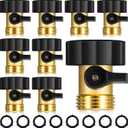 Tudomro 8 Pack Garden Hose Shut Off Valve Durable Heavy 3/4 Brass Shut Off Valve for Garden Hose with Extra Pressure Washer Water for Household Cleaning