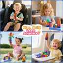 Travel Magnetic Tiles Toddler Toy Set, 42PC Mini Magnetic Tiles & Building Blocks for Kids, Portable STEM Sensory Toys for Restaurant & Airplane, Gift for 3+ Years Old Boys Girls with Iron Case