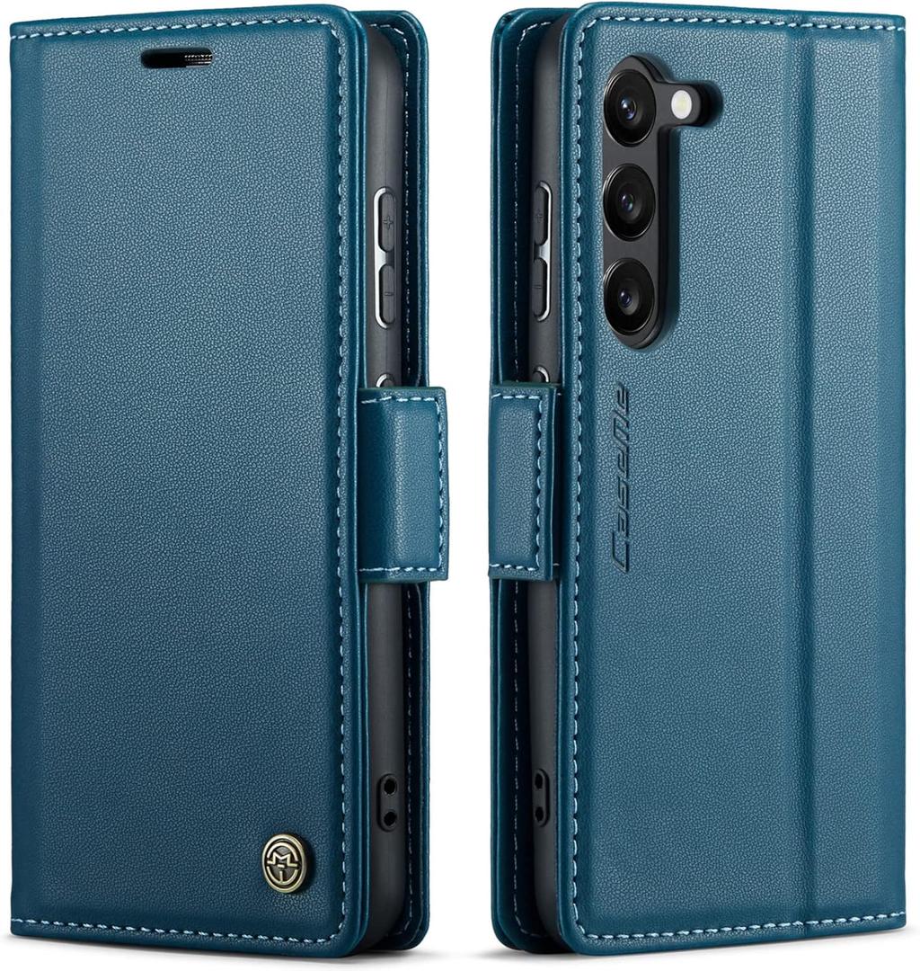 QLTYPRI Wallet Case for Samsung Galaxy S26, Premium PU Leather Magnetic Flip Folio Case with RFID Blocking Credit Card Slots Kickstand Shockproof Protective Phone Cover - Blue