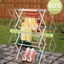 APEXCHASER Drying Rack Clothing - 3 Tier Metal Clothes Drying Rack Collapsible, Laundry Drying Rack Expandable, Small Clothe Airer for Baby Clothes Towel Bib Sock Indoor Outdoor Use(White)