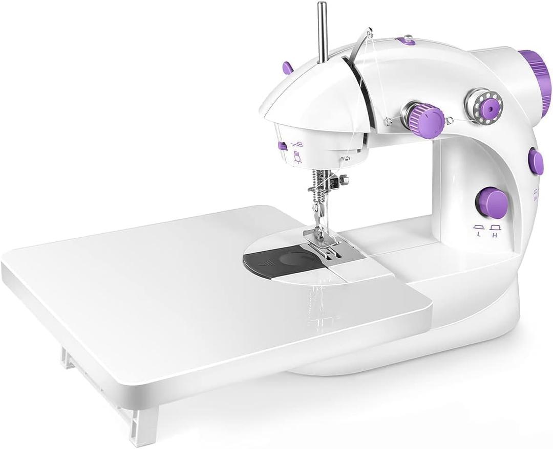 Portable Sewing Machine with Extension Table and Light, Mini Handheld Sewing Machine with Upgraded, Two Threads Double Speed Double Switches, Easy to Use for Kids, Beginners and DIY