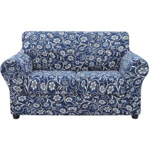 hyha Couch Cover, Loveseat Covers, Floral Pattern, Stretch, Printed, 3 Pieces, Sofa Slipcovers, for 2 Separate Cushion Couch Sofa, Washable Furniture Protector for Dogs(Loveseat, Baroque) (Medium, Blue)