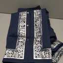 Mens African 2 Piece Set Nigerian Dashiki Metallic Traditional Suit Gold Stamp Printed Shirt and Pants Outfit (Blue, S)