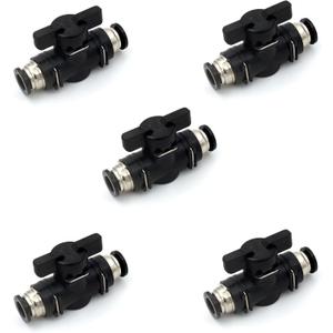 3/8 inch Push to Connect Ball Valve Union Air Flow Control Valve Quick Connect Tube Fittings Pneumatic Valve Air Hose Fittings 5pack