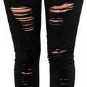 Women's High Waisted Ripped Jeans Slim Fit Distressed Skinny Jeans Stretch Butt Lifting Denim Pants (Medium, Black02)