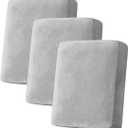 Couch Cover Stretch Velvet Sofa Cushion Cover 3-Piece - Elastic Washable Slipcover for Seat or Backrest, Couch Seat Covers for Sofas (Light Grey)