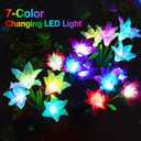 KOOPER Outdoor Solar Lights, 4 Pack Solar Garden Light with Bigger Lily Flowers, Waterproof 7 Color Changing Solar Lights Outdoor - Bigger Panel for Patio Yard Garden Decoration, Gift for Mom