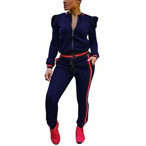 Akmipoem Track Suit for Women Set 1 Piece Pants Jogging Suit Blue L